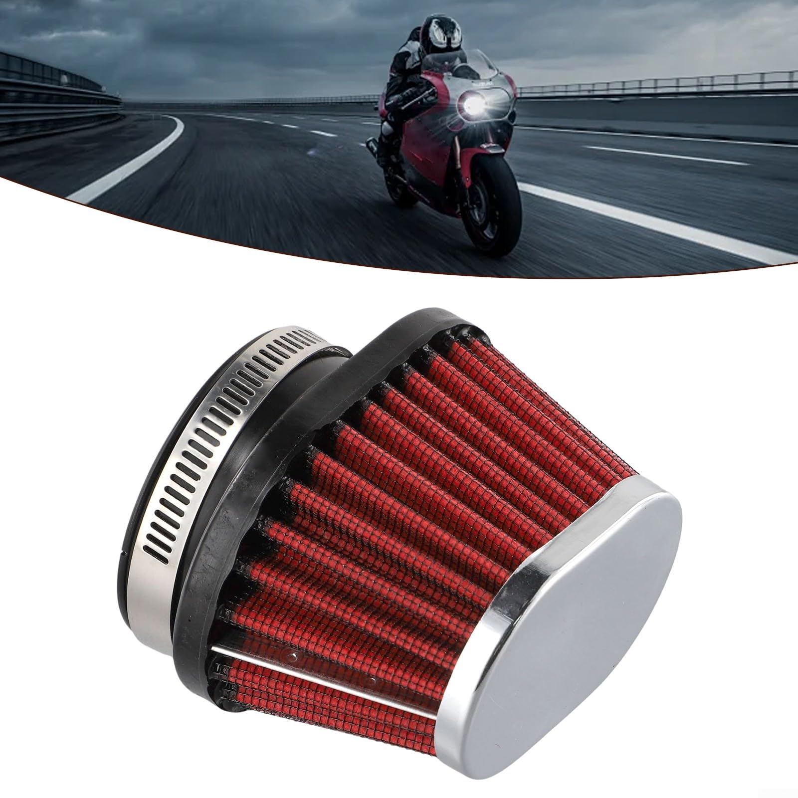 Multi Fit 60 mm Rot für Motorrad Ansaugluftfilter Reiniger für Vergaser von EXTRWORY