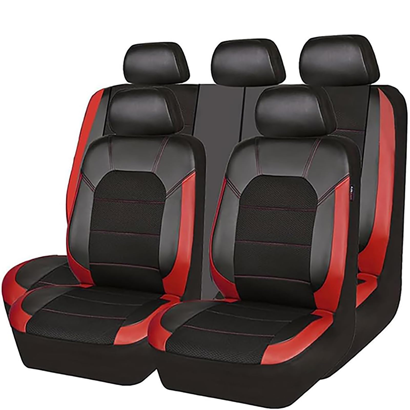 Auto Leder Sitzkissen Für Peugeot 206 CC SW, 5 Sitzer Full Set SitzbezüGe Schonbezug Vorne Rückbank Sitzschutz Compatible Airbag Innenraum Zubehör,D/Red von EYHQKRTR