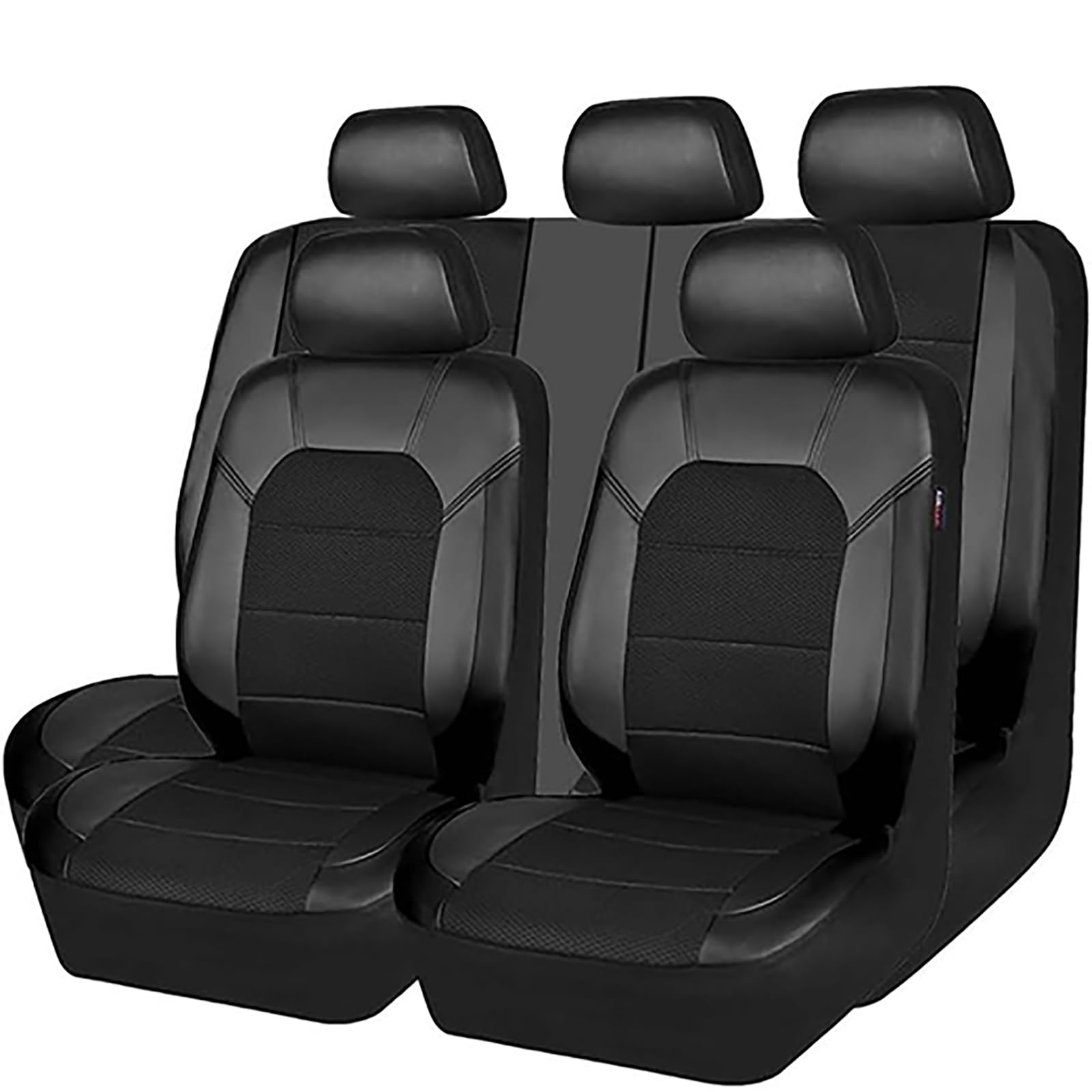 EYHQKRTR Auto Leder Sitzkissen Für Mercedes GLA SUV 2020-2023, 5 Sitzer Full Set SitzbezüGe Schonbezug Vorne Rückbank Sitzschutz Compatible Airbag Innenraum Zubehör,A/Black von EYHQKRTR