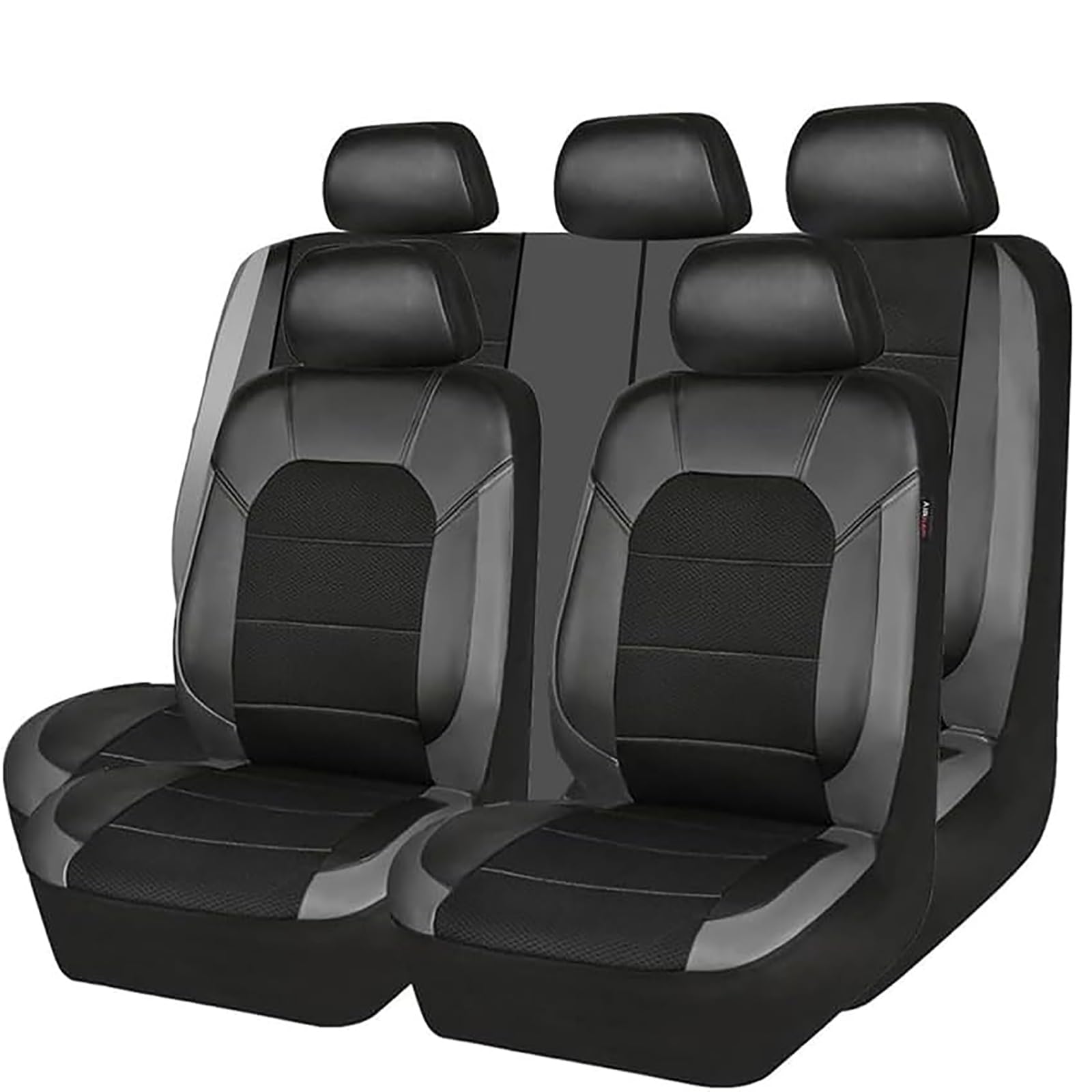 EYHQKRTR Auto Leder Sitzkissen Für Mercedes GLA SUV 2020-2023, 5 Sitzer Full Set SitzbezüGe Schonbezug Vorne Rückbank Sitzschutz Compatible Airbag Innenraum Zubehör,B/Grey von EYHQKRTR
