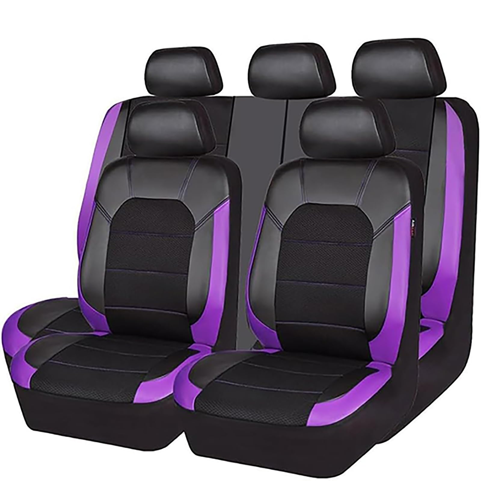 EYHQKRTR Auto Leder Sitzkissen Für P-orsche Cayenne 2003-2009, 5 Sitzer Full Set SitzbezüGe Schonbezug Vorne Rückbank Sitzschutz Compatible Airbag Innenraum Zubehör,E/Purple von EYHQKRTR