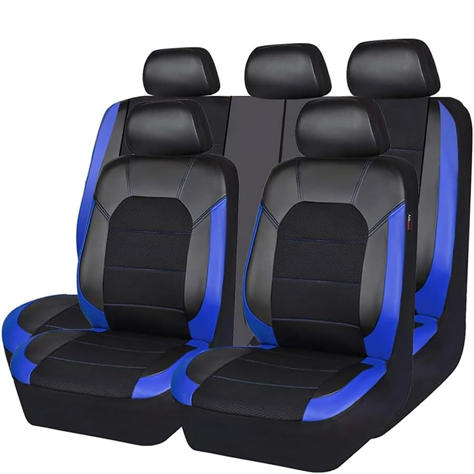 EYHQKRTR Auto Leder Sitzkissen Für VW Golf 2016-2020, 5 Sitzer Full Set SitzbezüGe Schonbezug Vorne Rückbank Sitzschutz Compatible Airbag Innenraum Zubehör,C/Blue von EYHQKRTR