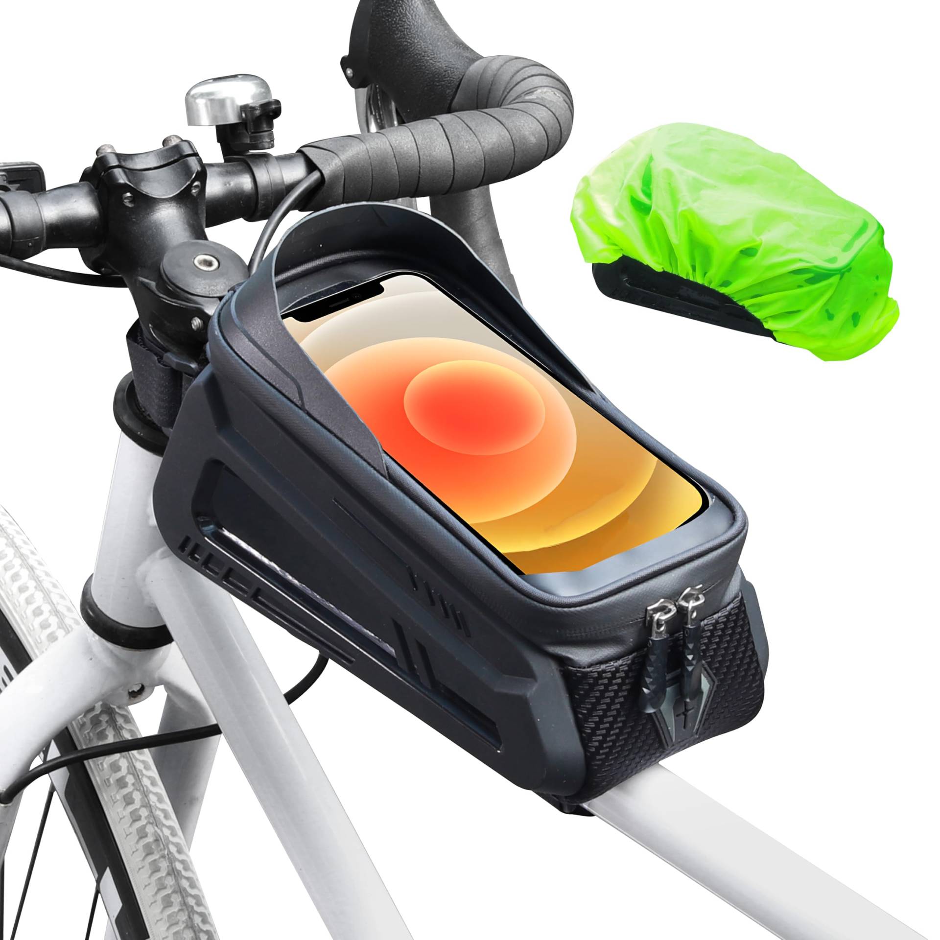 EYPINS Fahrrad Rahmentasche, wasserdichte Lenkertasche für Smartphone bis zu 7,2 Zoll mit TPU Touchscreen, 2L Fahrradtasche Rahmen Männer Geschenkideen für Montainbikes, Rennrad, Ebikes von EYPINS