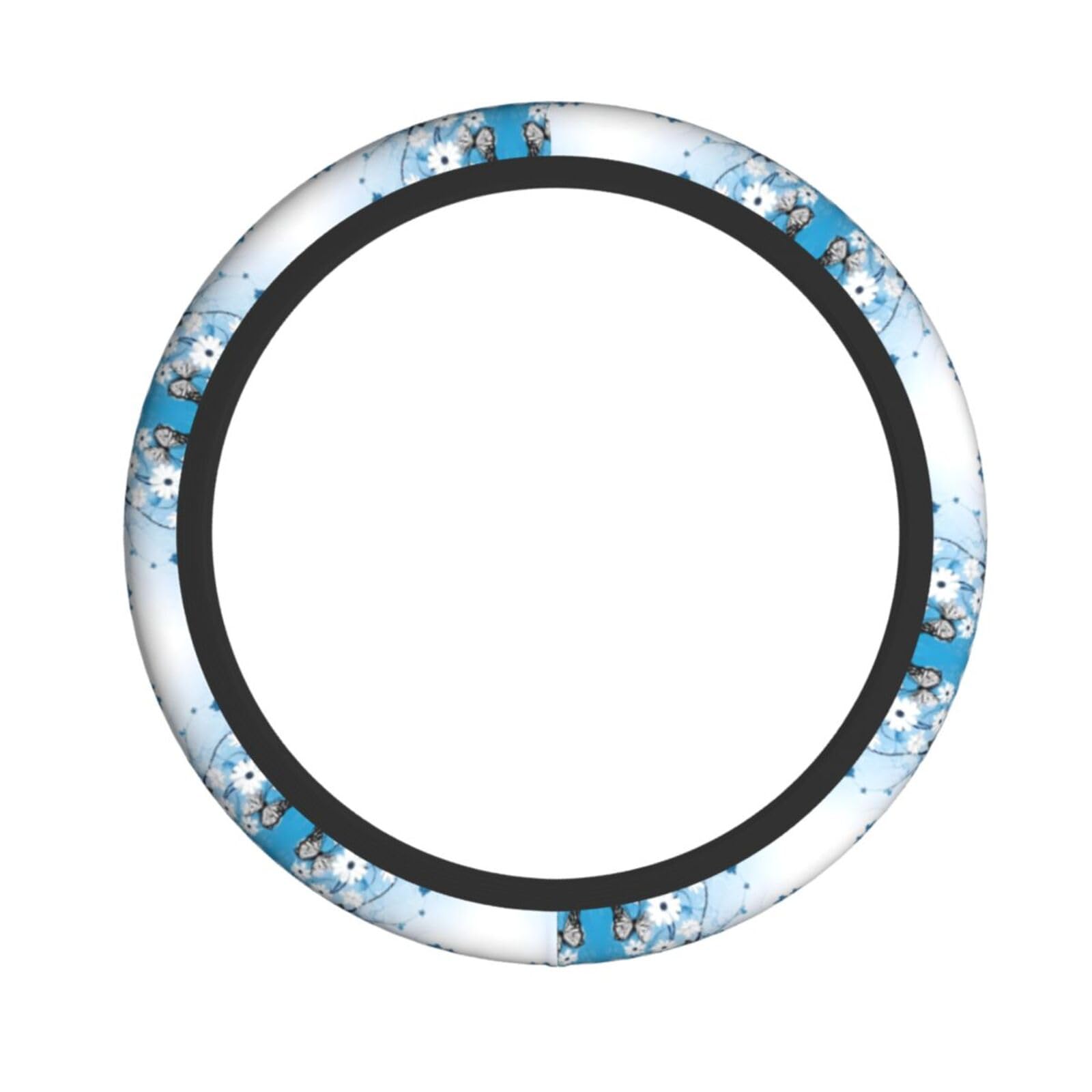 Lenkradbezug mit Blumen und Schmetterlingen, rutschfest, UV- und Sonnenschutz, universelle Passform, 38,1 cm (15 Zoll), für Damen und Herren von EZDLOWVBA