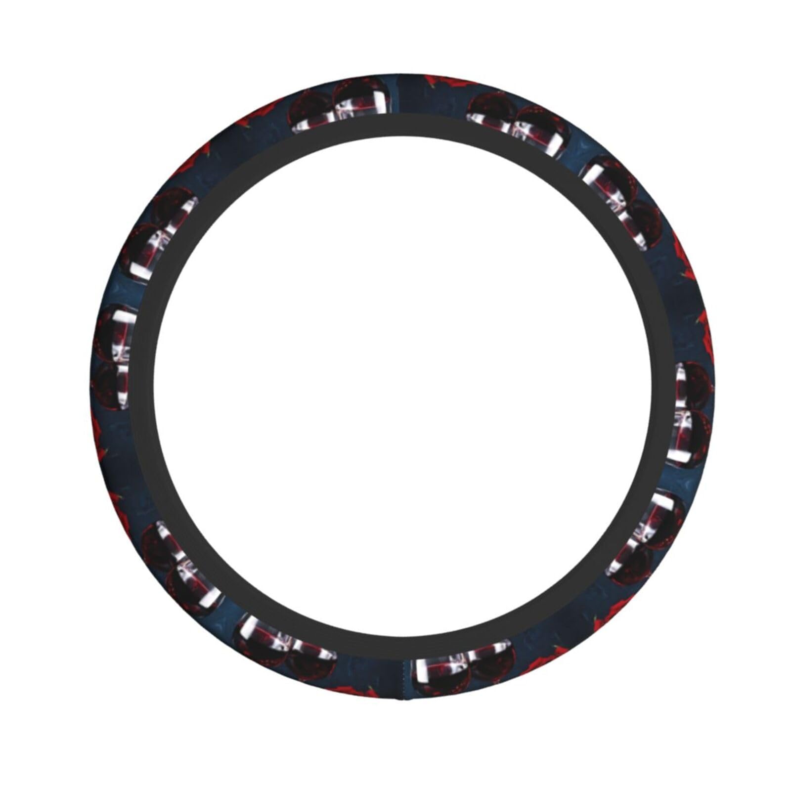 Lenkradbezug mit Rotweinrosen und Kerzen, rutschfest, UV- und Sonnenschutz, universelle Passform, 38,1 cm (15 Zoll), für Damen und Herren von EZDLOWVBA