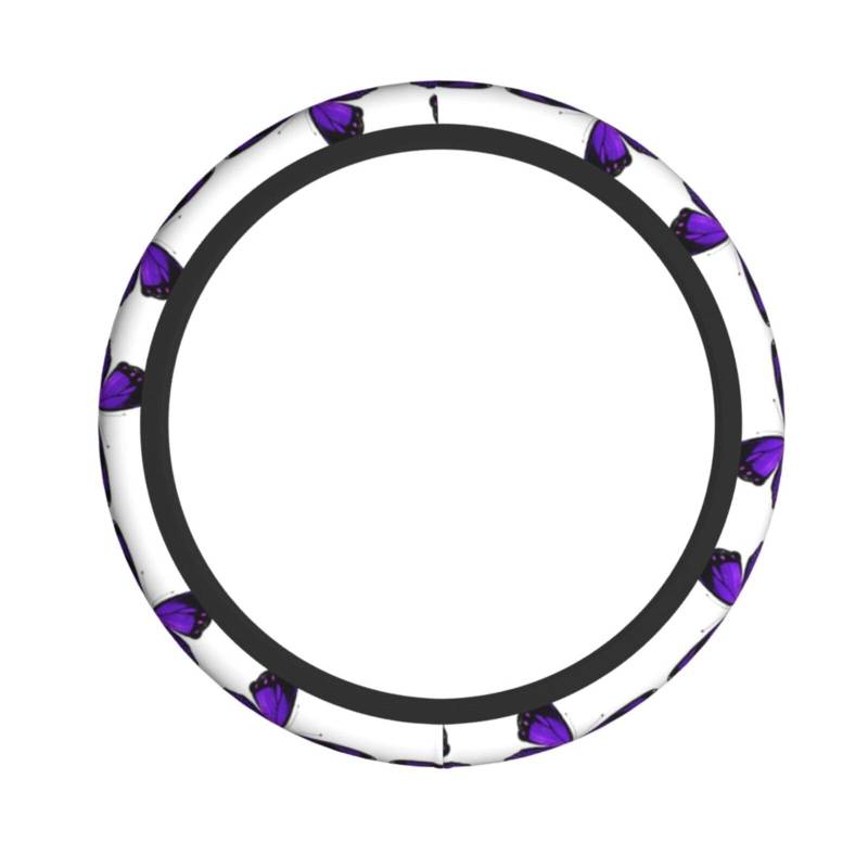 Lenkradbezug mit Schmetterlingen, rutschfest, UV- und Sonnenschutz, universelle Passform, 38,1 cm (15 Zoll), für Damen und Herren, Lila von EZDLOWVBA