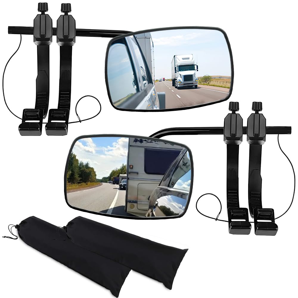 2 Stück Wohnwagenspiegel Verstellbarer Zusatzspiegel Außenspiegel, Universal Caravanspiegel AnhäNgerspiegel für Wohnmobile Auto Caravan PKW Anhänger Links + Rechts (Style C) von EZGETOP