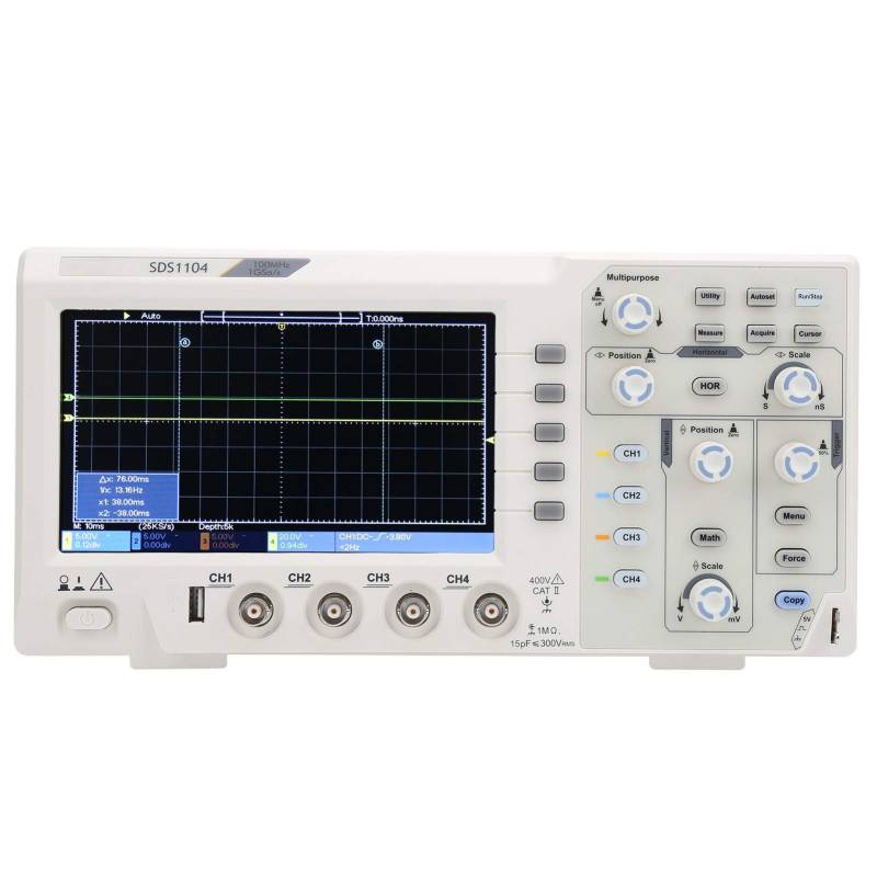 Eacam Digitales Oszilloskop, 4-Kanal 100-MHz-Bandbreite 1GS/s-Stichprobenrate, FFT-Spektrumanalyse, Wellenformzoom für Ingenieure (EU -Stecker) von Eacam