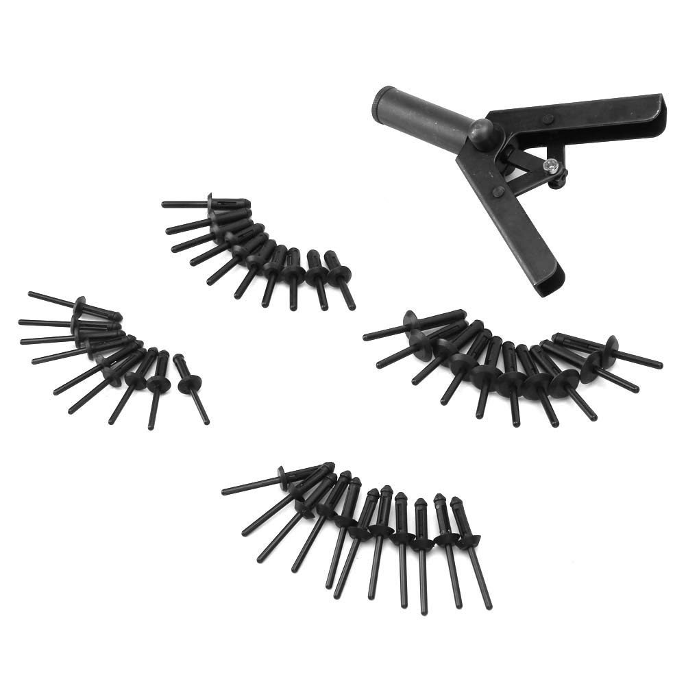 Eacam Plastikriveterpistole, 40pcs Kunststoffnieten 1PCS Kohlenstoffstahl, Ergonomisches Design für Alle Anlässe von Eacam