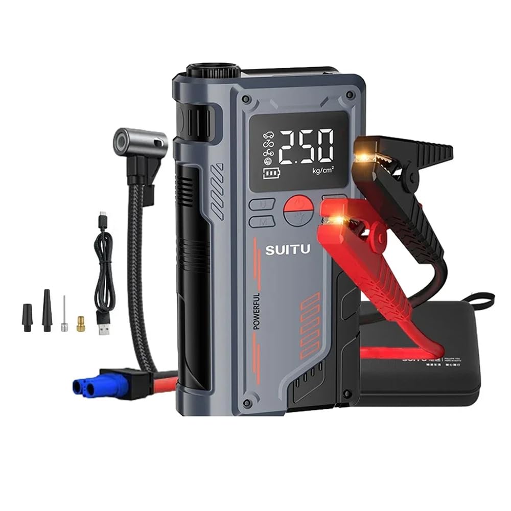 4-in-1-Booster Autobatterie 1000 A, 26800 mAh Starthilfe Autobatterie (bis zu 6 l Benzin & 5 l Diesel), 12 V, tragbarer Jump Starter mit zwei USB-Ausgängen (5 V-2,1 A), LED-Lampe von EagerMinds