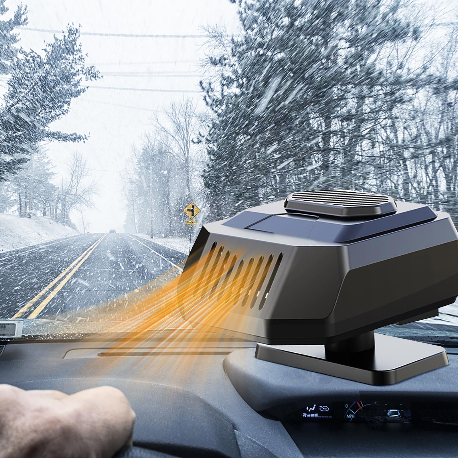 EagerMinds HeizlüFter Auto, Tragbarkeit 2-in-1-Funktion,Auto Heizung Mit Akku Mobile Standheizung Auto Heizung 12v Mit Akku 150W Portable Schnellheizung Defrost (Schwarz) von EagerMinds