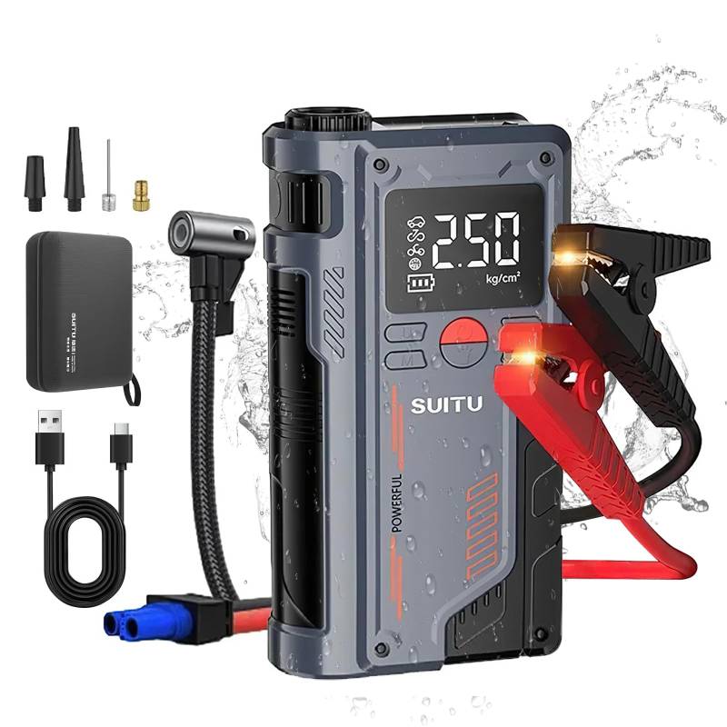 Starthilfe Autobatterie, 1000 A, Starthilfe für das Auto mit Pumpe 150 PSI, Jump Starter tragbar, Batterie-Booster (bis zu 4,0 l Benzin oder 3,0 l Dieselkraftstoff) mit LED-Lampe (20.000 mAh von EagerMinds