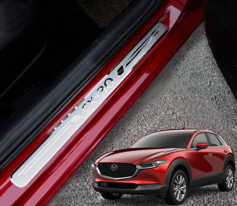 4pcs Car Door Sill Protector for Mazda CX-30 CX30 2019 2020 2021 2022 Trim Scuff Pedal Threshold Cover Protector Plate Ticker Accessories Stainless Steel von Eamily