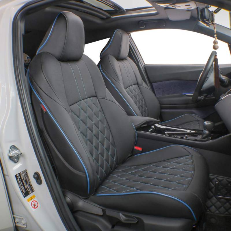 Easeadd Custom Sitzbezüge für Toyota CHR Sitzbezüge Zubehör 2019 2020 2021 2022 2023 Alle Variante - Schwarz/Blau(Trim) von Easeadd