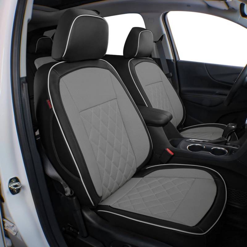Easeadd Custom Sitzbezüge für VW Touareg MK3 CR 2019-2022 Basic Atomsphere Elegance R-Line eHybrid (Vordersitze mit Beinstütze) - Schwarz/Grau von Easeadd
