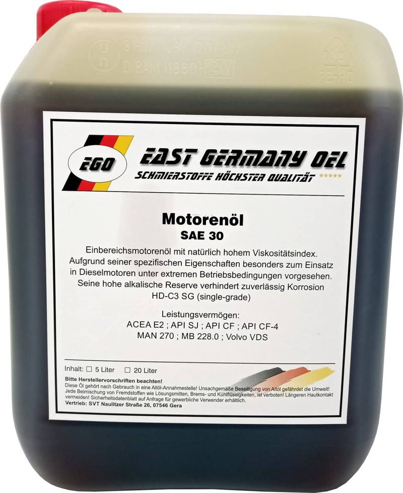 Motorenöl SAE 30 Kanister 5 Liter von East Germany OIL