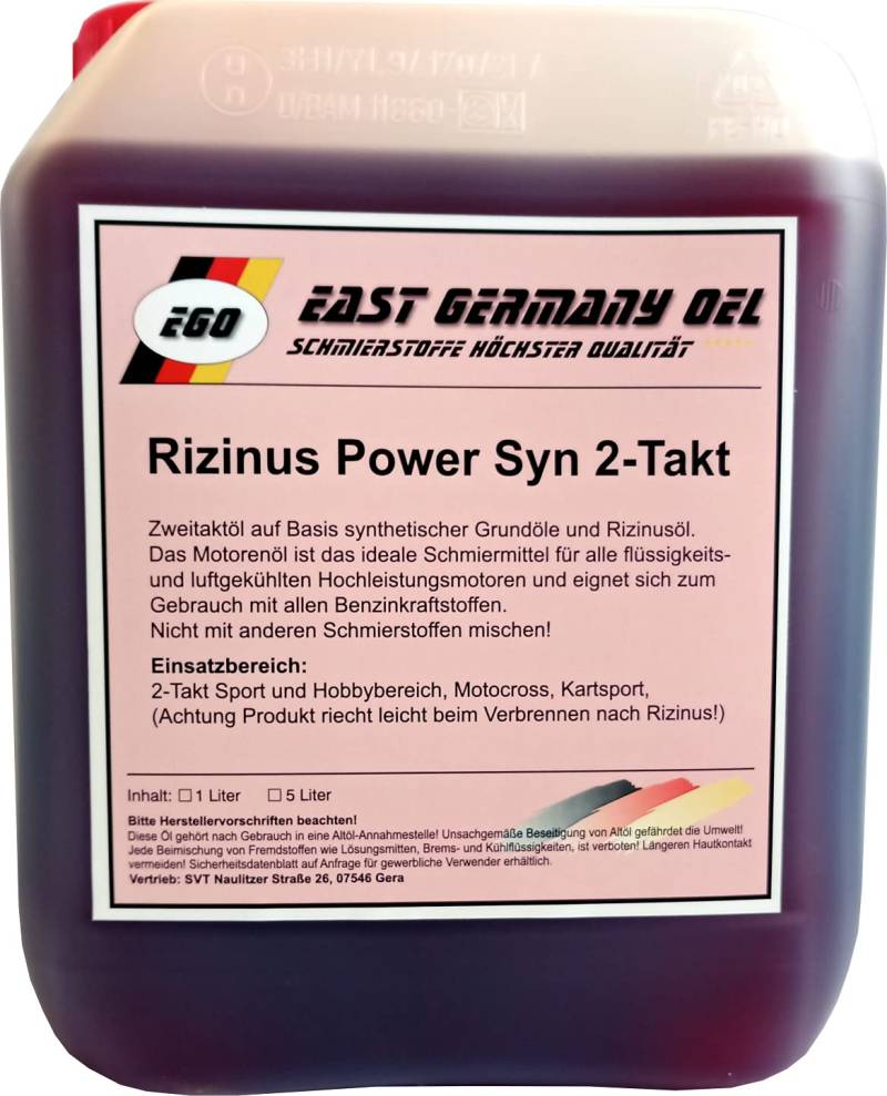 East Germany OIL Zweitaktöl Synthetisches 2 Takt Öl Rizinus Rot 5 Liter Kanister von East Germany OIL