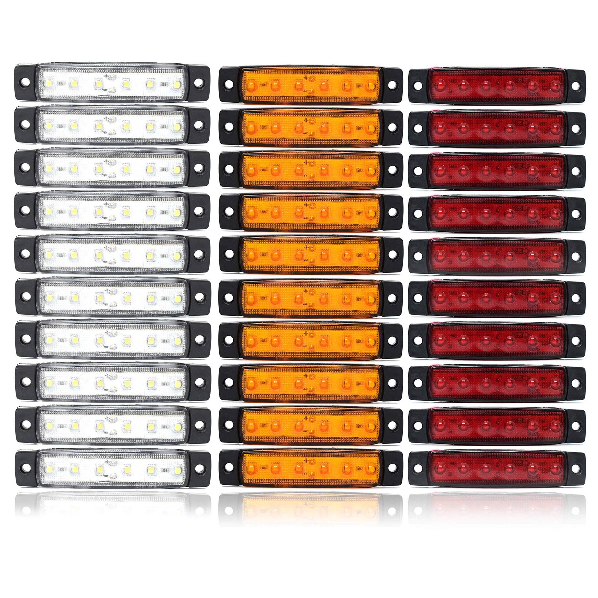 Easy Link 30X 6-LED MIX Farbe Weiß/Rot/Orange Begrenzungsleuchte Seitenmarkierungs Licht Universal für LKW Positionsleuchte von Easy Link