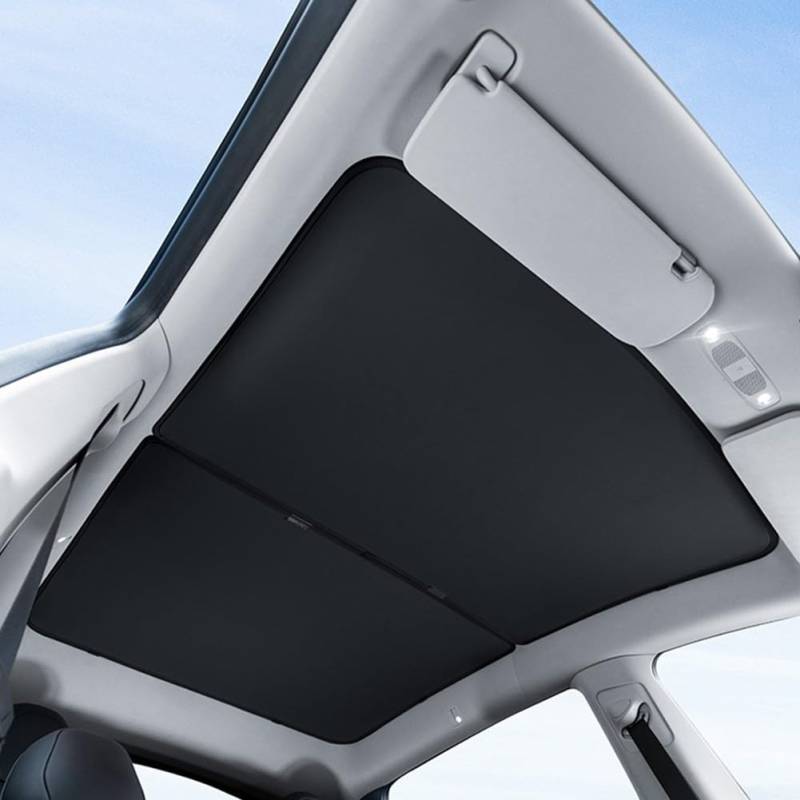 2 x Sonnenschutz vorne und hinten, lichtblockierender Stoff, faltbarer Sonnenschutz, Zubehör für Tesla (für M3 schwarz) von EasyByMall