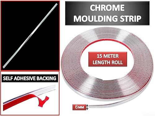 Ästhetisches Upgrade mit weichen PVC-Chrom-Zierstreifen, Maße: Breite 6 mm, Länge 15 m von EasyByMall