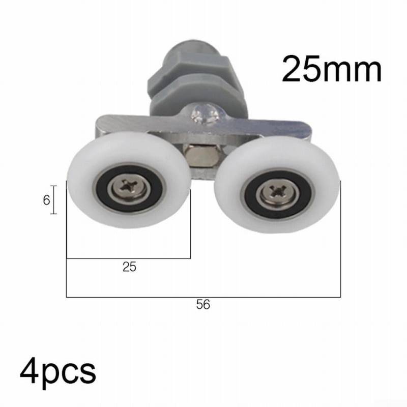 Doppelrollen für Duschtüren, praktisches, geräuscharmes Design (25 mm), 4 Stück von EasyByMall