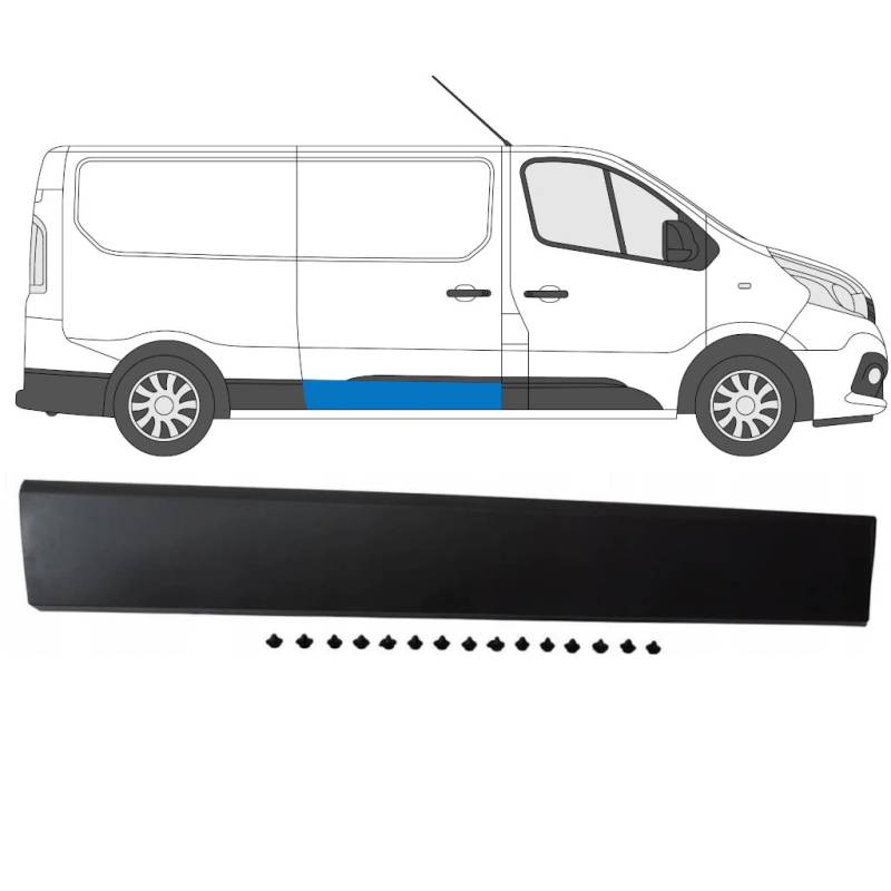 EasyParts Seitentür Zierleiste - Auto Schutz Verkleidung Ersatz mit Clips für Renault Trafic/Opel Vivaro/Fiat Talento/für alle Design-Modelle von 2014 bis 2020, Schwarz Grau von EasyParts