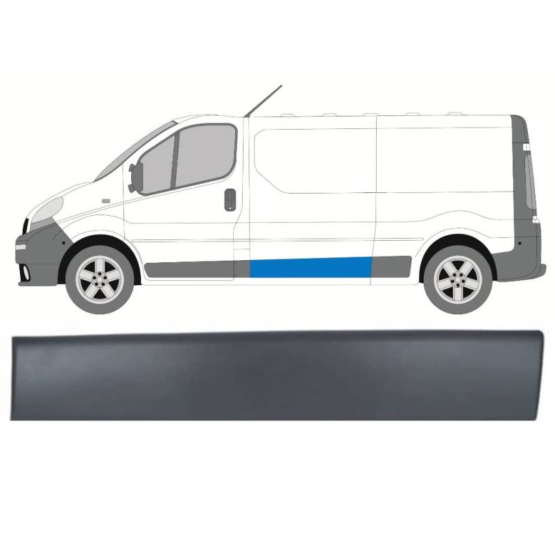 EasyParts Seitentürleisten Leiste - Autotürschutz Zierleiste Ersatz mit Clips für Renault Trafic, Vauxhall Vivaro, Nissan Primastar/für alle Designmodelle von 2001 bis 2014, Schwarzgrau von EasyParts