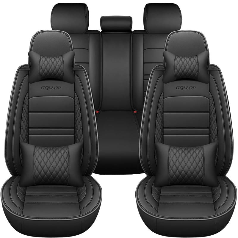 EasyVibe 5-Sitze Universal-Sitzbezüge Sitzkissen, Auto-Sitensitze Komplett, wasserdicht Kunstleder, mit Kopf und Rückenkissen, Der Honda-Sitz, für die meisten Fahrzeuge, Limousinen und SUV, Schwarz von EasyVibe