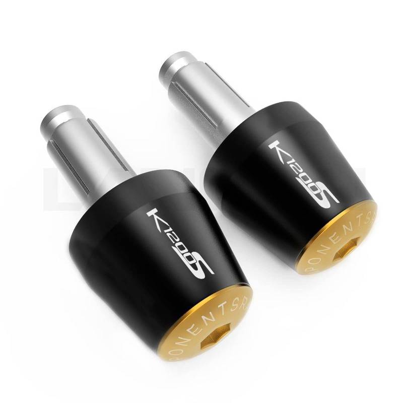 Für BMW K1200S Motorrad Lenkergriffe Endkappe Anti Vibration Silder Plug K 1200 S 2004 2005 2006 2007 2008 CNC Zubehör (Color : Gold) von EbayiN