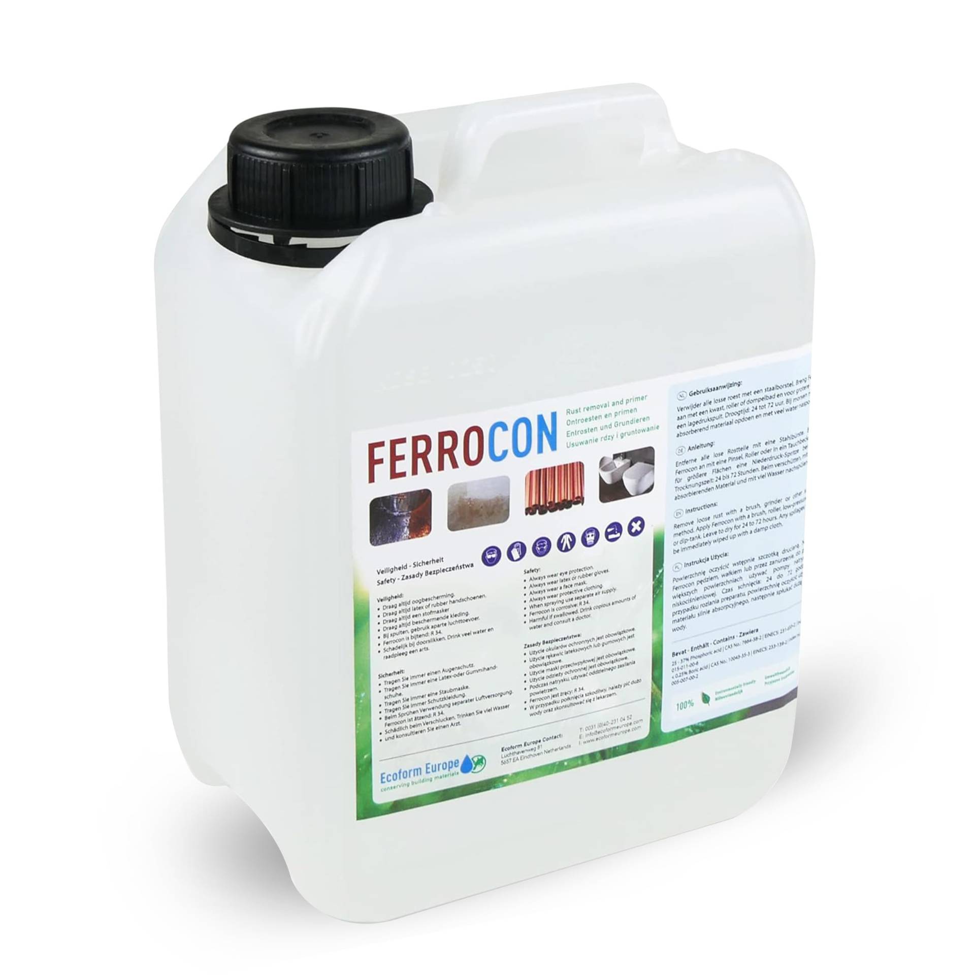 Ecoform Ferrocon Rostumwandler - Rostlöser - Rostentferner für Auto, Haus, Garten - Bestens geeignet für Terrassenplatten - 25 Liter von Ecoform Europe