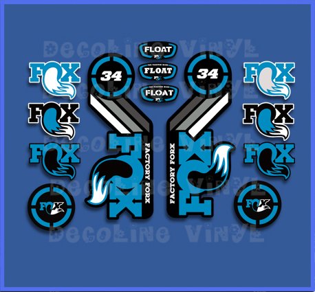 Ecoshirt, GC-A9SJ-XM8S Aufkleber Fox Float 34 2015 Heritage DP1088 Stickers Aufkleber Decals Autocollants Adesivi, Blau von Ecoshirt