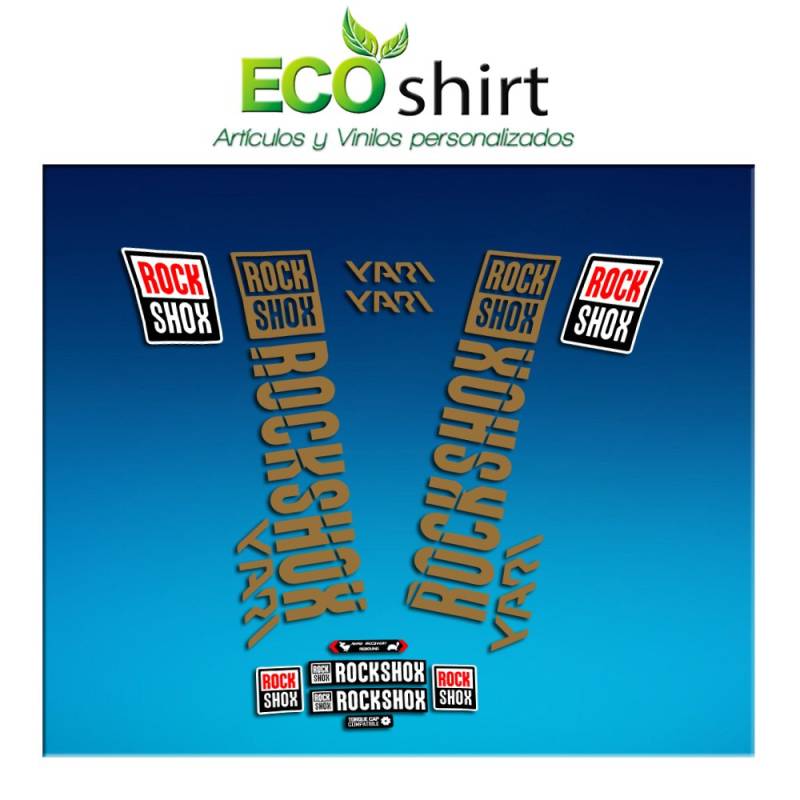 Ecoshirt Aufkleber Fork Rock Shox Yari 2018 AM175 Aufkleber Decals Autocollants Adesivi Forcela, Gold von Ecoshirt