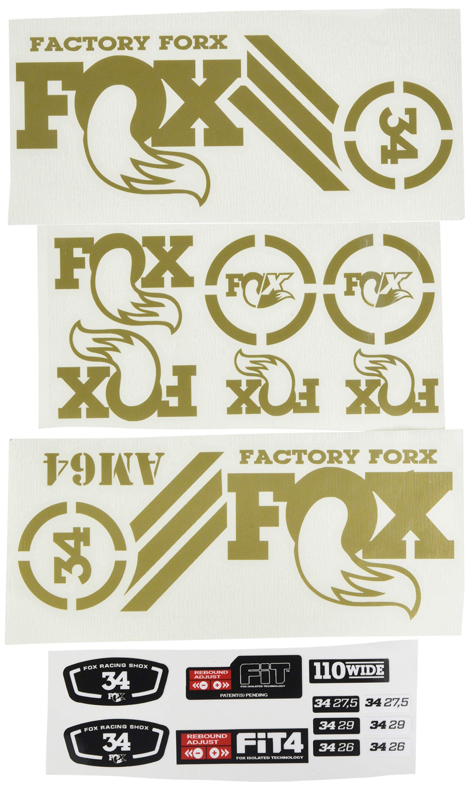 Ecoshirt CE-NLH9-YSKN Sticker Fork Fox 34 Am64 Aufkleber Decals Autocollants Adesivi Forcela Gabel Fourne, Gold von Ecoshirt