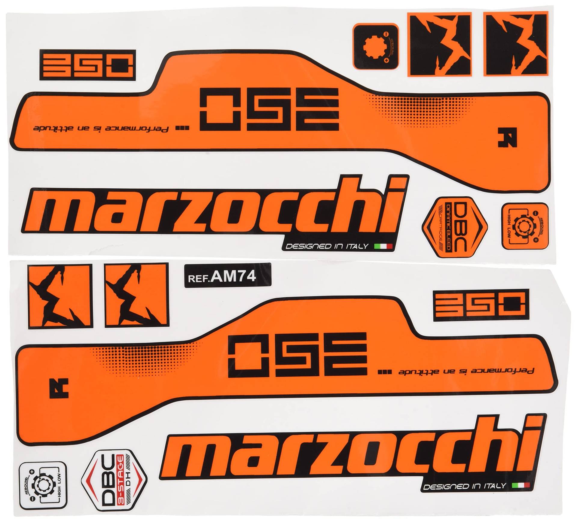 Ecoshirt EB-TQTU-L2UH Aufkleber Sticker Fork Marzocchi 350R Am74 Aufkleber Decals Adesivi Forcela Gabel Fourche Gabel, Orange von Ecoshirt