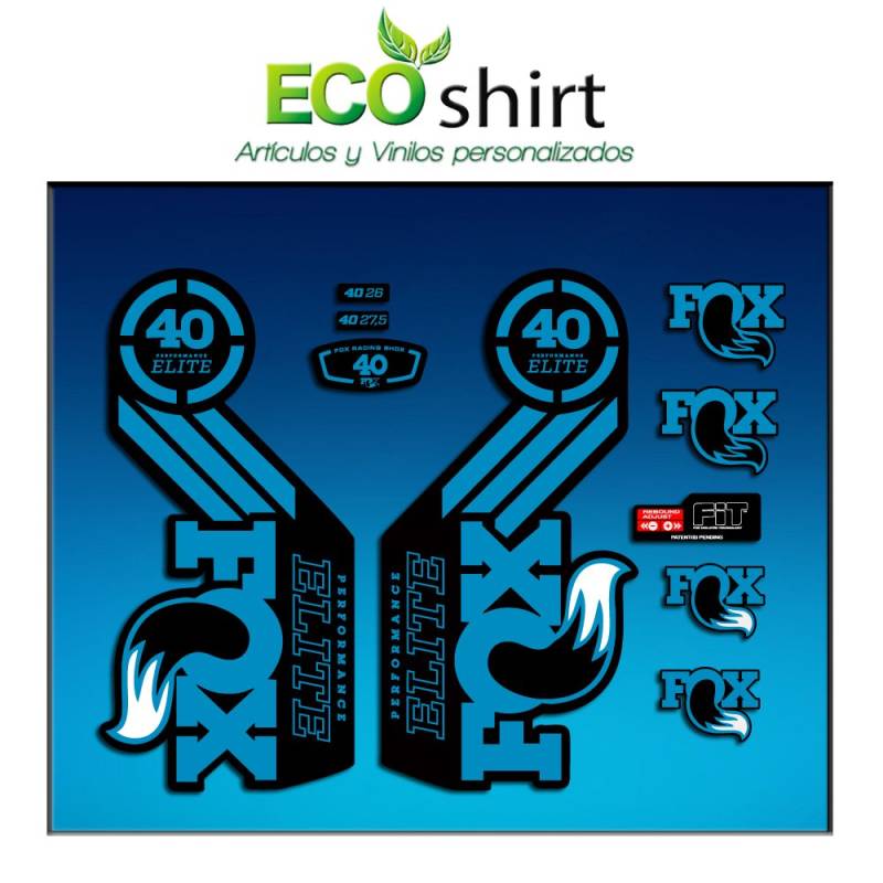 Ecoshirt NG-6TD6-FVDQ Aufkleber Sticker Fork Fox 40 Elite Series Am68 Aufkleber Decals Autocollants Adesivi Forcela Gabel Fourche, Blau von Ecoshirt