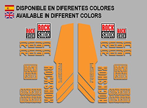 Ecoshirt RA-5PTZ-E7UT Aufkleber Rock Shox Reba F170 Vinyl Adesivi Decal Aufkleber Polyurethan-Folie MTB Stickers Bike, Orange von Ecoshirt