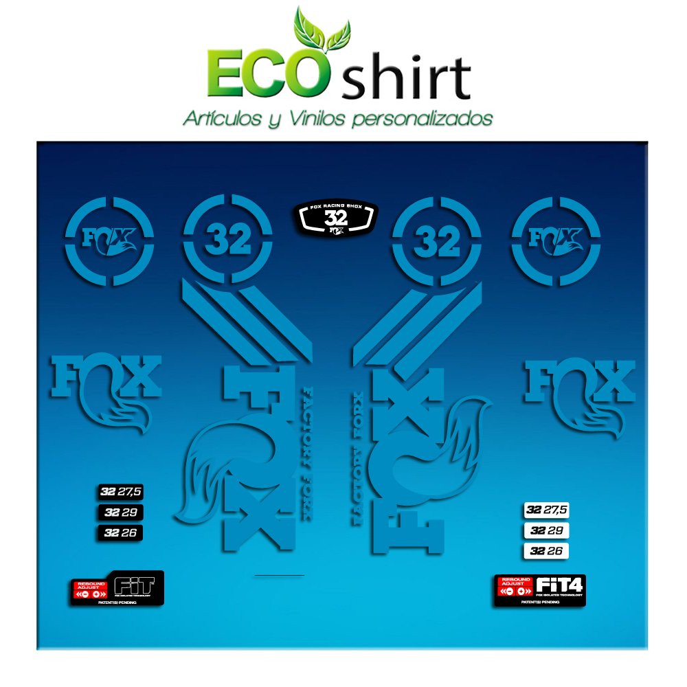 Ecoshirt Sticker Fork Fox 32 Am62 Aufkleber Decals Autocollants Adesivi Forcela Gabel Fourche, blau von Ecoshirt