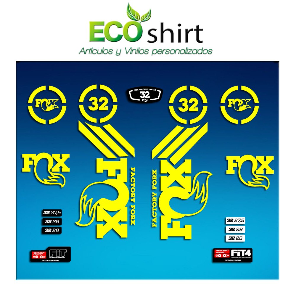 Ecoshirt Sticker Fork Fox 32 Am62 Aufkleber Decals Autocollants Adesivi Forcela Gabel Fourche, gelb von Ecoshirt