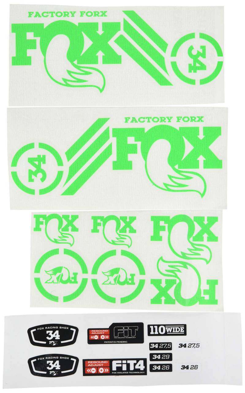 Ecoshirt Sticker Fork Fox 34 Am65 Aufkleber Decals Autocollants Adesivi Forcela Gabel Fourche, Neongrün von Ecoshirt