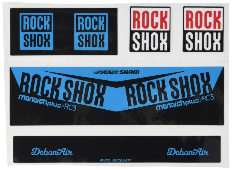 Ecoshirt Sticker Shock Rock Shox Monarch Plus Rc3 Am203 Aufkleber Decals Autocollants Stoßdämpfer MTB Downhill blau von Ecoshirt