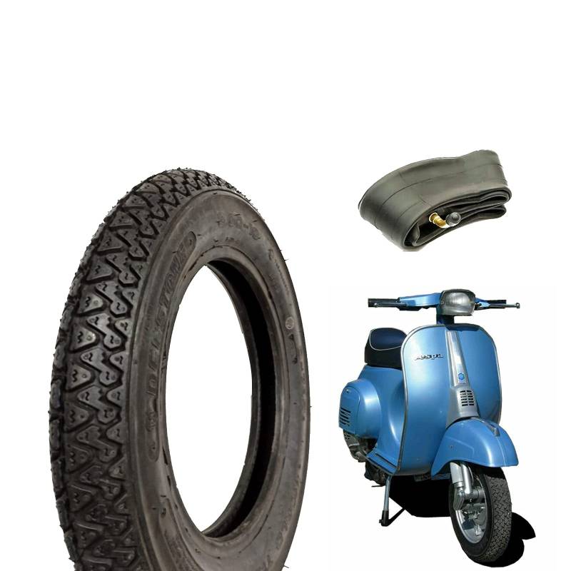 Deestone Reifen 3.00-10 42J + Kamera-Abdeckung, Design Michelin, kompatibel mit Vespa 50 Special PK 50 von ECOVELO