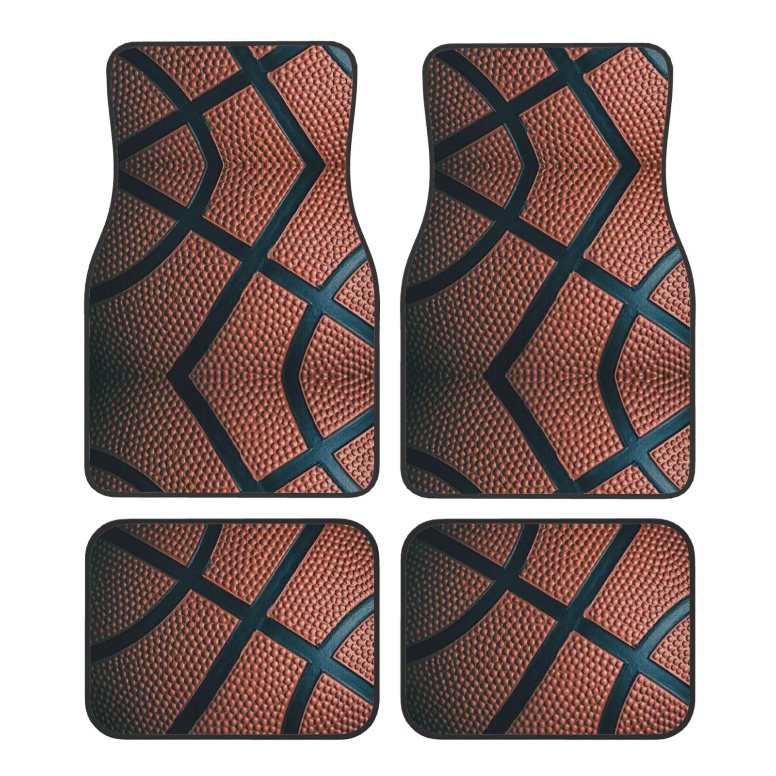 Automatten mit Basketball-Sportdruck, komplettes Set, universelle Passform, 4-teiliges Matten-Pad-Set, passend für die meisten Autos, LKWs, Lieferwagen, Limousinen, SUVs von EdWal