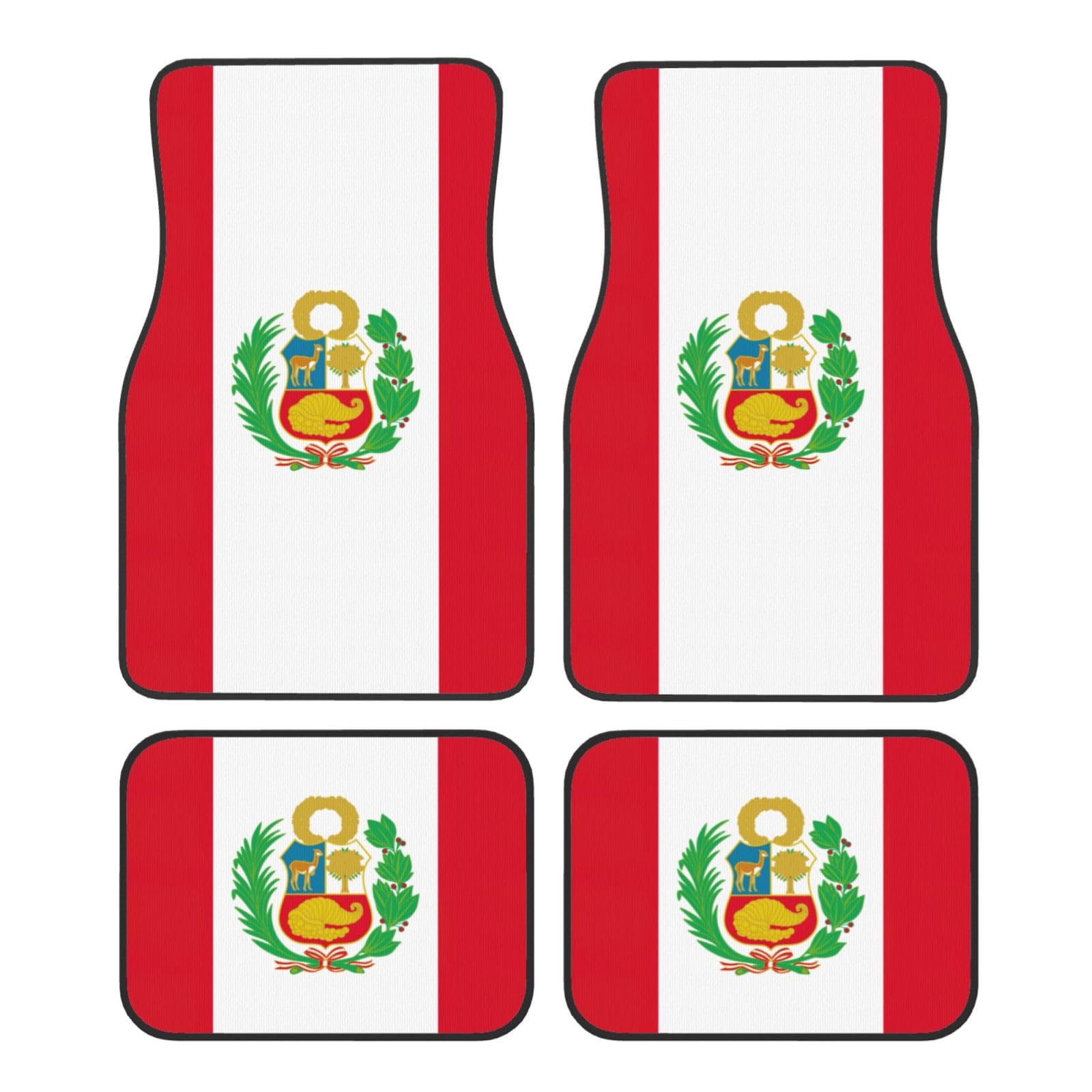 Automatten mit Flagge von Peru, komplettes Set, universelle Passform, 4-teiliges Matten-Pad-Set, passend für die meisten Autos, LKWs, Lieferwagen, Limousinen, SUVs von EdWal