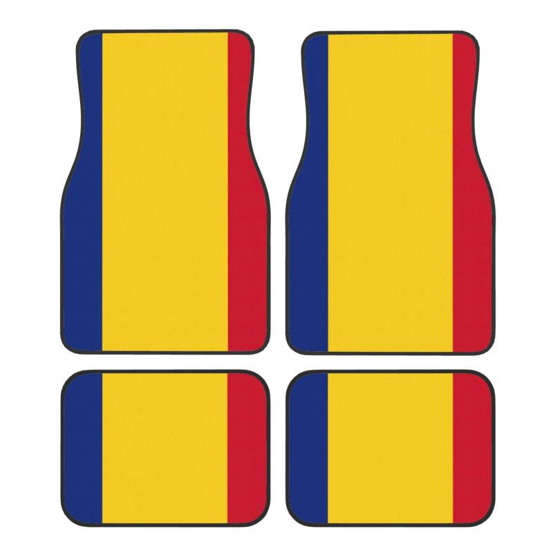 Automatten mit Flagge von Rumänien, komplettes Set, universelle Passform, 4-teiliges Matten-Pad-Set, passend für die meisten Autos, LKWs, Lieferwagen, Limousinen, SUVs von EdWal