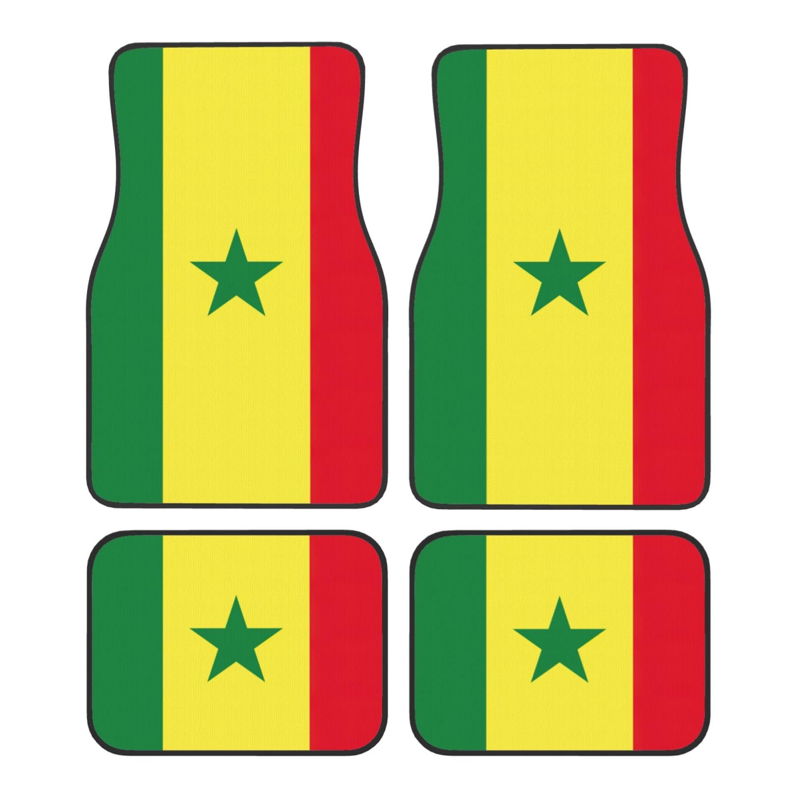 Automatten mit Flagge von Senegal, komplettes Set, universelle Passform, 4-teiliges Matten-Pad-Set, passend für die meisten Autos, LKWs, Lieferwagen, Limousinen, SUVs von EdWal