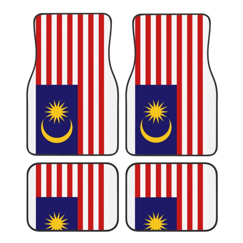 Automatten mit Malaysia-Flagge, komplettes Set, universelle Passform, 4-teiliges Matten-Pad-Set, passend für die meisten Autos, LKWs, Lieferwagen, Limousinen, SUVs von EdWal