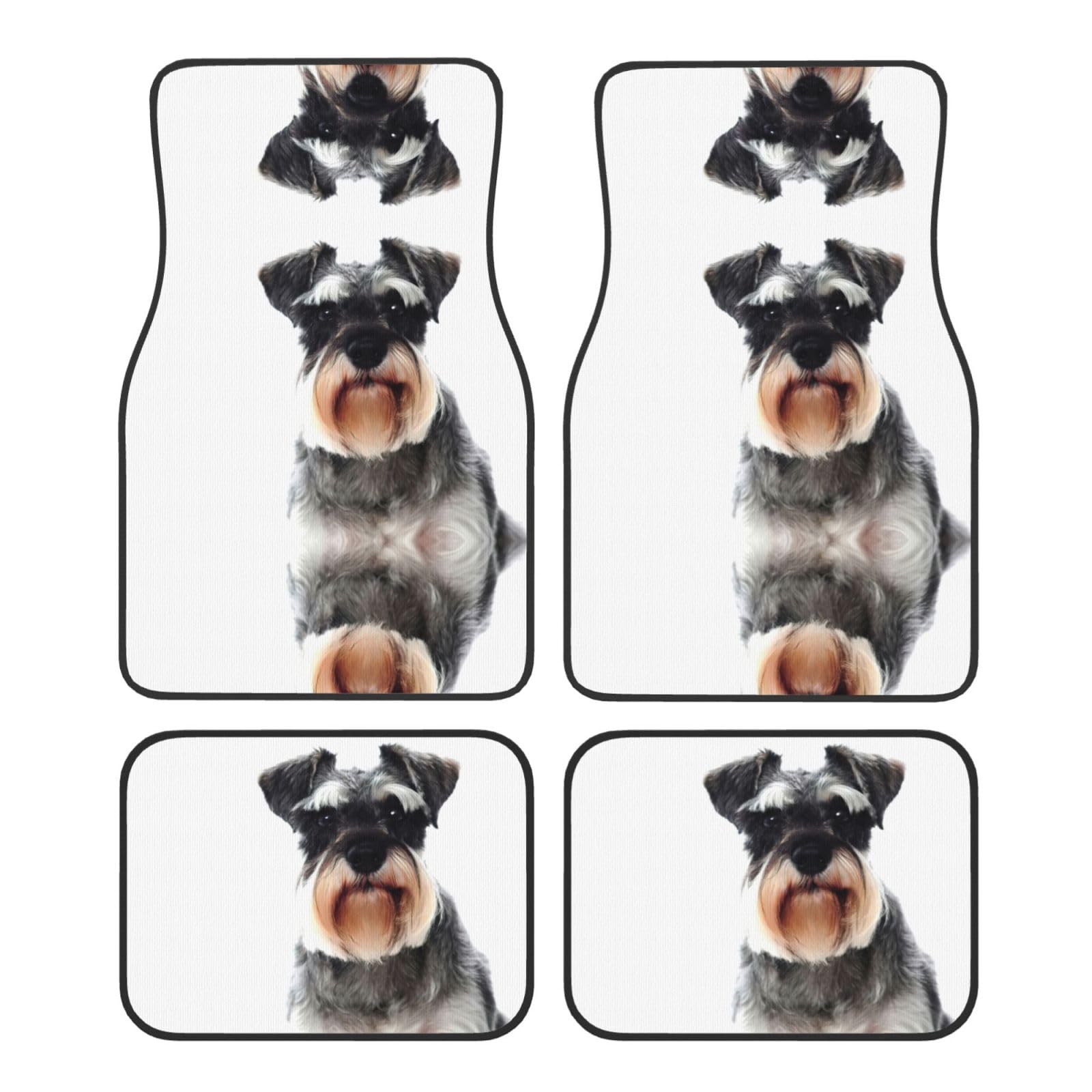 Automatten mit Schnauzer-Druck, komplettes Set, universelle Passform, 4-teiliges Matten-Pad-Set, passend für die meisten Autos, LKWs, Lieferwagen, Limousinen, SUVs von EdWal