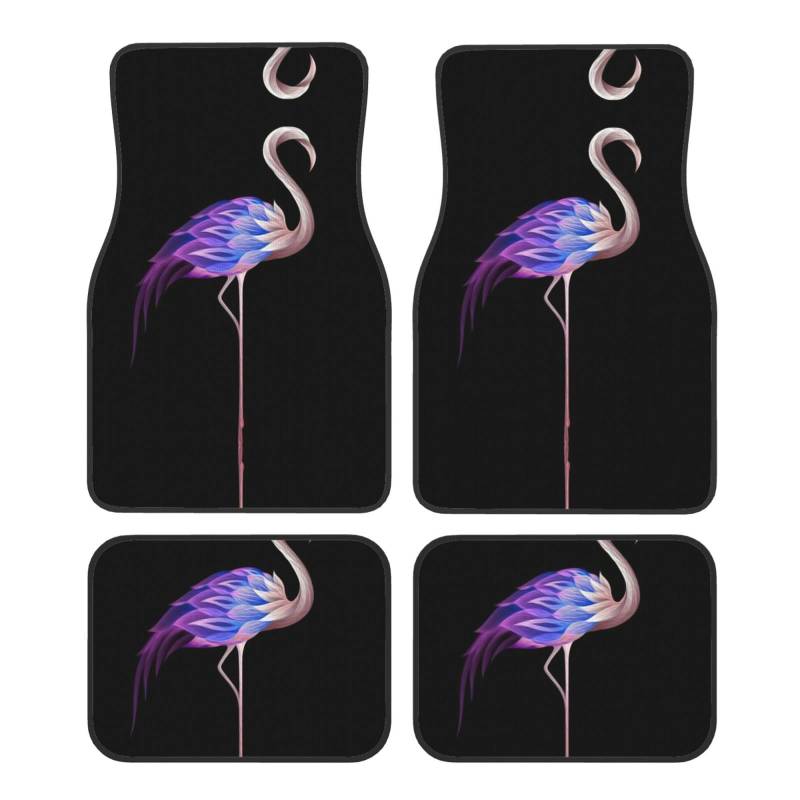 Automatten mit abstraktem Flamingo-Druck, komplettes Set, universelle Passform, 4-teiliges Matten-Pad-Set, passend für die meisten Autos, LKWs, Lieferwagen, Limousinen, SUVs von EdWal