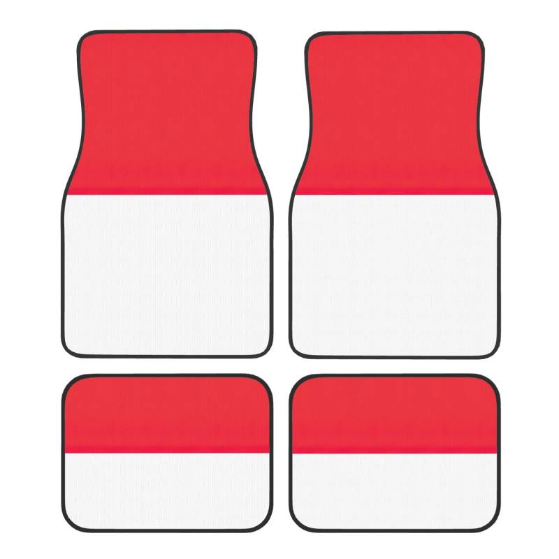 Automatten mit indonesischer Flagge, komplettes Set, universelle Passform, 4-teiliges Matten-Pad-Set, passend für die meisten Autos, LKWs, Lieferwagen, Limousinen, SUVs von EdWal