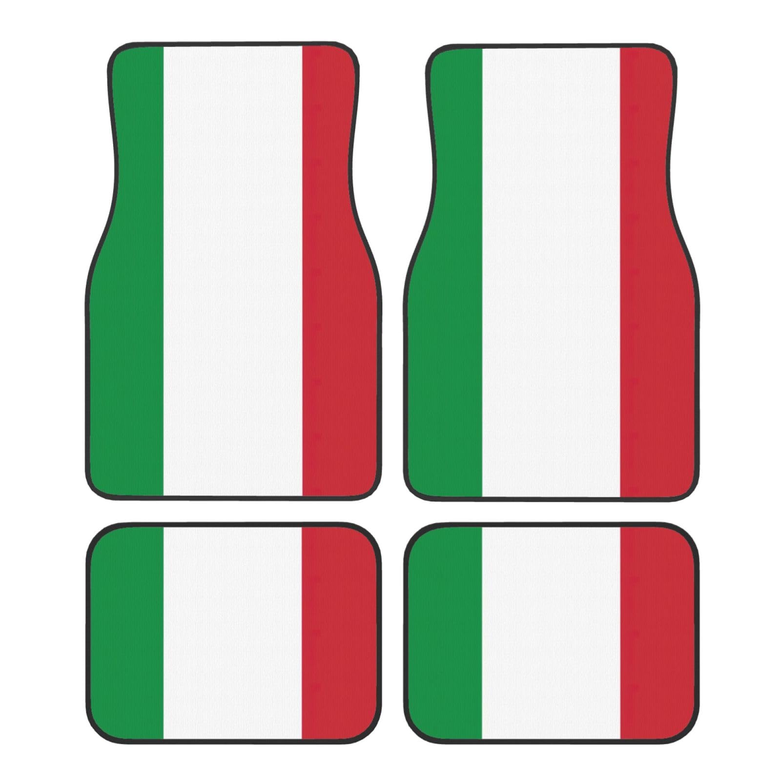 Automatten mit italienischer Flagge, komplettes Set, universelle Passform, 4-teiliges Matten-Pad-Set, passend für die meisten Autos, LKWs, Lieferwagen, Limousinen, SUVs von EdWal